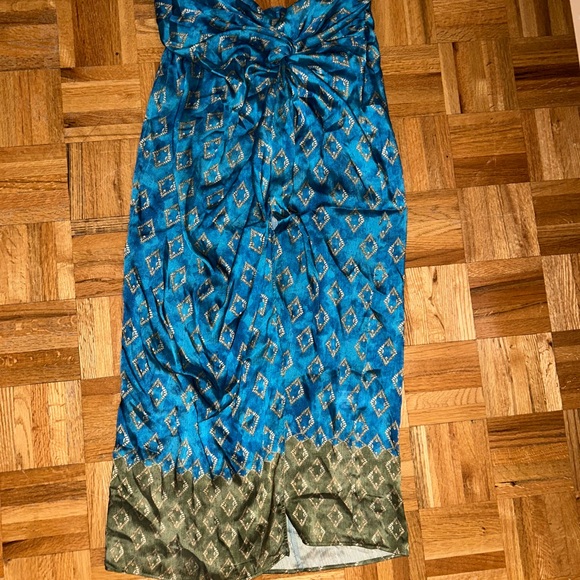 ZARA knotted printed satin effect skirt - Picture 4 of 4